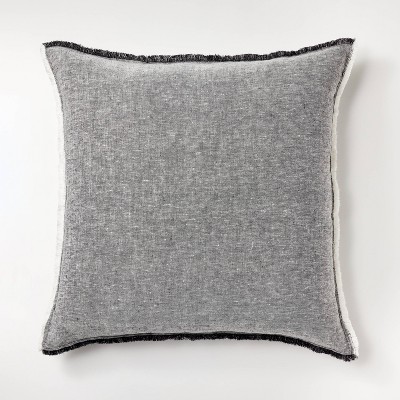 Black Chunky Linen 22 Throw Pillow - Hudson Grace