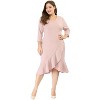 Agnes Orinda Women's Plus Size Cocktail V-neck Wrap Ruffled Midi Bodycon Dresses - 2 of 4