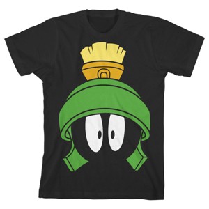 Looney Tunes Marvin The Martian Head Boys' Black Short-Sleeve T-shirt Toddler Boy to Youth Boy - 1 of 3