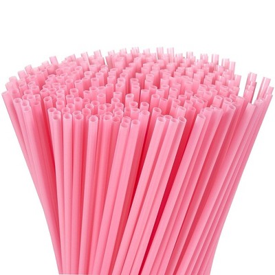 Juvale 300-Pack Plastic Pink Disposable Party Drinking Straws For Baby Showers & Birthdays, Extra Long Size, 10 Inches