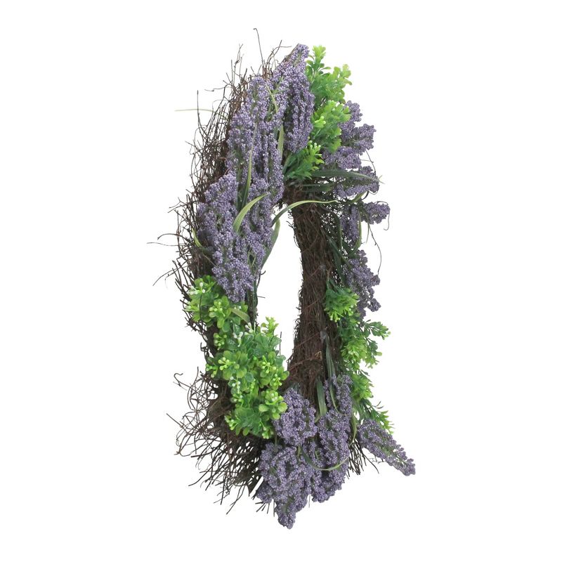 Northlight Lavender and Boxwood Artificial Spring Wreath, 22-Inch, Unlit, 2 of 4