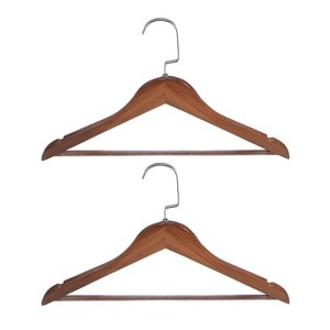 Unique Bargains Retro Wooden Suit Hangers with Stainless Steel Hook 2 Pcs - 1 of 4