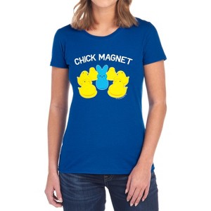 Easter Chick Magnet with Bunny Women's T-Shirt Royal - 1 of 4