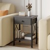 VECELO Modern X-Design Nightstand, End/Side Table with Fabric Drawer & Open Storage Shelves for Bedroom or Living Room - 4 of 4