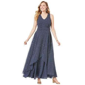 Jessica London Women's Plus Size Flared Tank Dress - 12, Multi Graphic  Leaves
