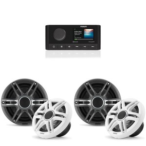 Fusion MS-RA210 Source Unit w/ (2 Pair ) Clarion CMSP-651-SWG Premium 6.5-inch Coaxial Marine Speakers ( Includes White & Gray Sport Grilles ) - 1 of 4