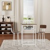 KTMBDW Bar Table and Chairs Set, 2-Layer Table & 2 Stools with Backrest, Metal High Top Table Breakfast Stools Set for Living Room, Kitchen - 3 of 4