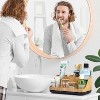 ATTOP Detachable 7 Slots Kids Toothbrush and Toothpaste Holde Drainage for Bathroom Accessories Organization Counter Vanity Storage, Wood - 2 of 4