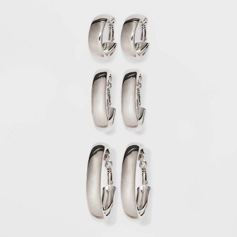 Sterling Silver Hoop Earring - Silver : Target