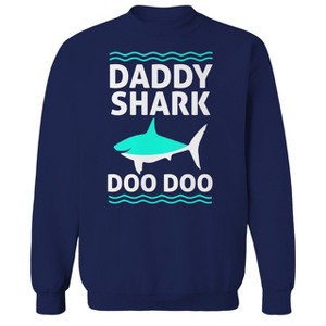 Rerun Island Men's Daddy Shark Doo Doo Long Sleeve Graphic Cotton Pullover Sweatshirt - 1 of 3