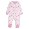 Everyday Kids 4-Pack Baby Girl Sleepers with Zippers – Soft Cotton Footed Pajamas in Pink Solids, Hearts, Moons, and Stars - 2 of 4