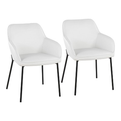 Set of 2 Daniella Velvet/Steel Dining Chairs Black/White - LumiSource: Upholstered Armrests, Foam Padding