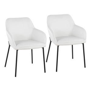 Set of 2 Daniella Velvet/Steel Dining Chairs Black/White - LumiSource: Upholstered Armrests, Foam Padding - 1 of 4