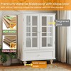 Lirago Minimalist Buffet Cabinet with Double Glass Doors and Drawer-White Modern Sideboard for Living/Dining 15"D * 28"L  * 36.22"H - 4 of 4