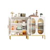 Metal Sideboard Cabinet with Fluted Glass Door, Adjustble Shelf Steel Locker Display Cabinet for Kitchen Livingroom Bedroom - 4 of 4
