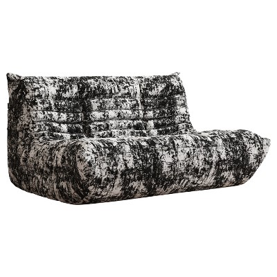 SYFERLORY Armless 2-Seat Togo Two Seater Large Bean Bag Sofa，Black Metallic Color