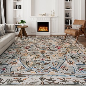 Maxax Non-Slip Machine Washable Green Yellow Cream Farmhouse Area Rug For Living Room, Hallway Runner, Entryway Rug - 1 of 4