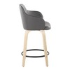 Boyne Contemporary Fixed-Height Counter Stool with Swivel, Faux Leather Seat, and Natural Wood Legs by LumiSource - Set of 2 - 3 of 4