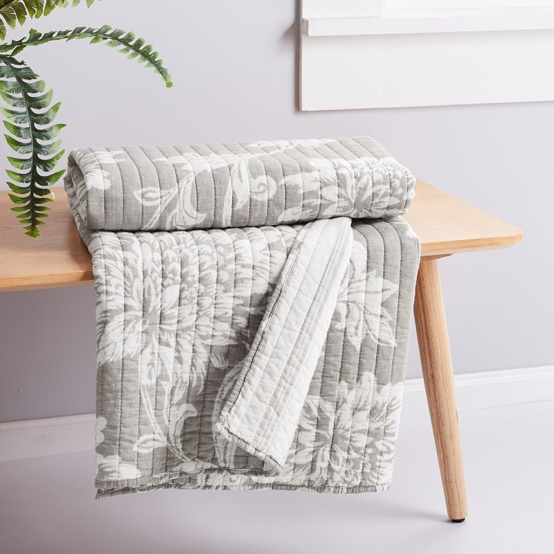 Sanira Taupe Floral Quilted Throw - Levtex Home, 2 of 4