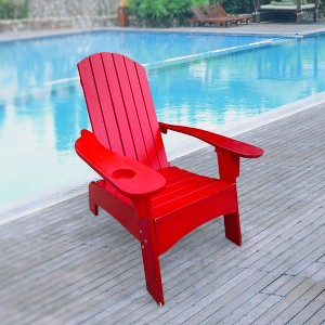 Aghana Digitals Red Populus Wood Adirondack Chair: Indoor/Outdoor Use, Umbrella-Hole Armrest, - 1 of 4