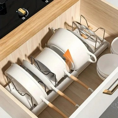 LunaLulinlk Expandable Pot Lid Organizer,Expandable Pot and Pan Organizer for Cabinet,Dish Drainboard, and Pull-Out Drawer,Plates, Platters, Bakeware
