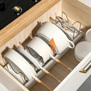 LunaLulinlk Expandable Pot Lid Organizer,Expandable Pot and Pan Organizer for Cabinet,Dish Drainboard, and Pull-Out Drawer,Plates, Platters, Bakeware - 1 of 4