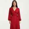 Anna-Kaci Women's Long Sleeve Wrap Midi Dress with V-Neckline and Side Tie Waist - 2 of 4