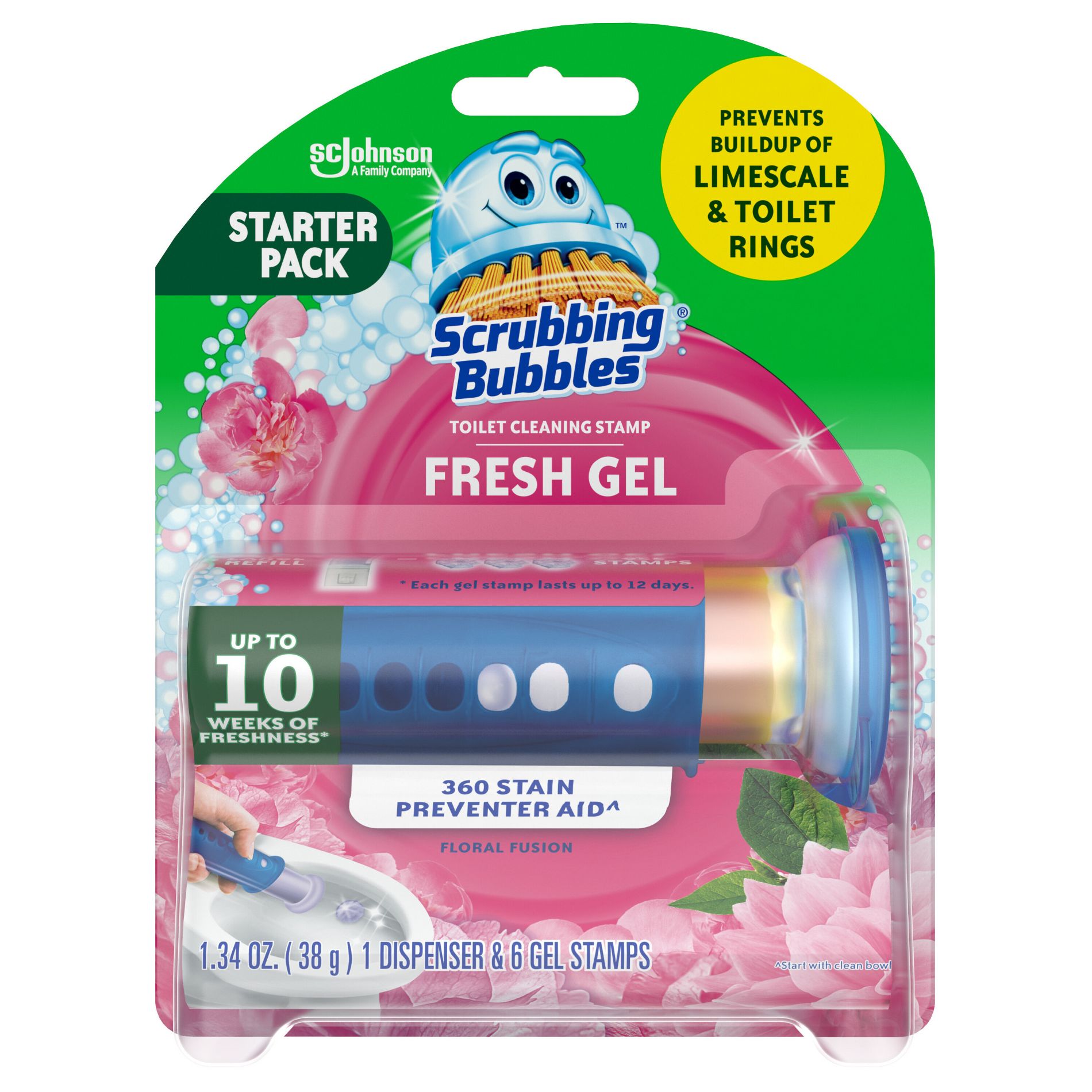 Scrubbing Bubbles Toilet Bowl Cleaner Stamp Gel Tablets - Floral Fusion - 1.34oz/6ct