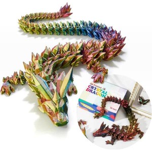 30" Large 3D Printed Dragon, Flexible Articulated Crystal Dragon Fidget Toy, Cool Big Dragon Toy, Huge 3D Printed Dragon Gift for Girls Boys Kids - 1 of 4