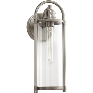 John Timberland Avani 15 1/2" High Modern Indoor/Outdoor Wall Light Porch House Edison Bulb Silver Brushed Nickel Finish Metal Clear Glass Shade - 1 of 4