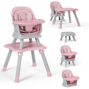 Kinder King 8 in 1 Baby High Chair, Coverts to Dining Booster Seat, Removable Tray & Double Seat Cover, Easy to Wipe - 1 of 4