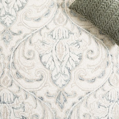 Ivory and Grey Hand-Tufted Wool Square Area Rug