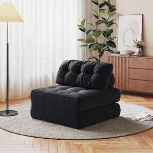 Folding Single Sofa/Loveseat, Futon Sofa Bed, Convertible Sleeper Chair with Pillow Foldable Mattress Back Support, Portable Fold Out Couch - 1 of 4