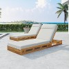 Christopher Knight Home Moreno Outdoor Acacia Wood Adjustable Chaise Lounge with Water-Resistant Cushion (Set of 2) - 2 of 4