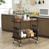 Tangkula Home Bar Cart 2-tier Home Bar Cart w/ Lockable Wheels & Anti-fall Guardrail - 4 of 4