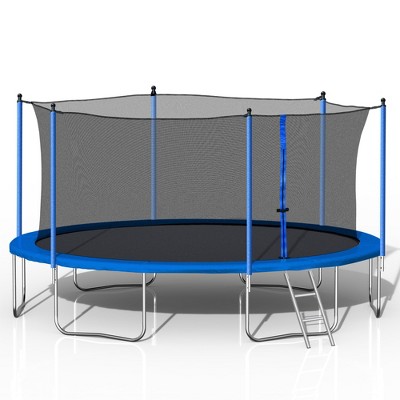 YONWAY 14FT Outdoor Trampoline, with Safety Enclosure Net and Ladder, Heavy Duty Jumping Mat and Spring Cover Padding, for Backyards, Park