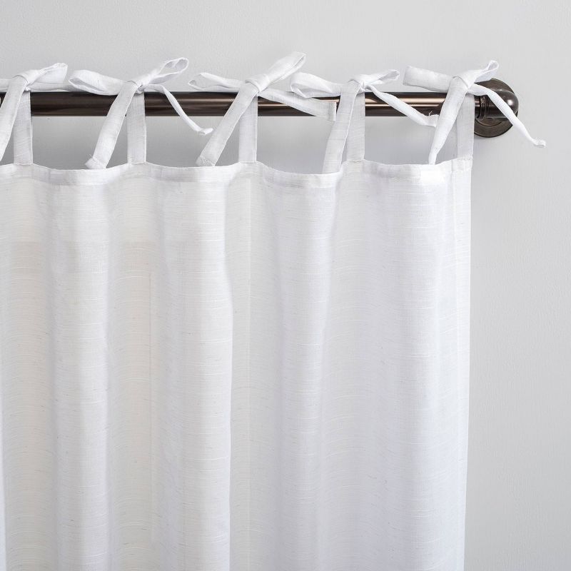 Bethany Slub Textured Linen Blend Sheer Tie Top Curtain Panel - No. 918, 4 of 9