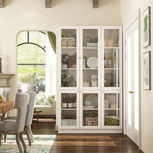 Famapy Modern White Pantry Cabinet With  Glass Doors - 1 of 4