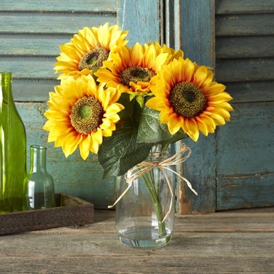 Lakeside Faux Country Sunflower Arrangement with Vase - Indoor Floral Accent