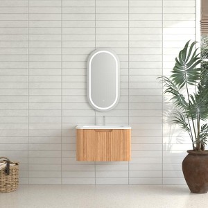 PexFix 24" Floating Bathroom Vanity with Sink Modern with Large Storage Space Wall Mounted Cabinet with Soft-Close Drawers in Walnut and Ceramic Basin - 1 of 4