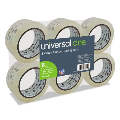 UNIVERSAL Heavy-Duty Acrylic Box Sealing Tape 48mm x 50m 3" Core Clear 6/Pack 33100