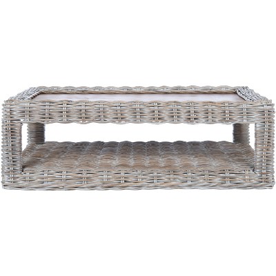 Sacramento Rattan Coffee Table - Grey White Wash/ Natural - Safavieh