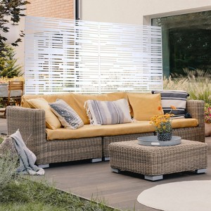 CAVINAS Patio Privacy Screen Freestanding Decorative Metal Fence Panels with Line Pattern for Garden Decor, 76" H×48" W - 1 of 4