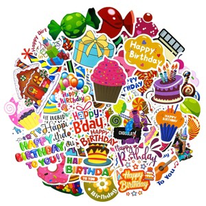 Wrapables Waterproof Vinyl Stickers for Water Bottles, Laptop, Phones, Skateboards, Decals for Teens, 100pcs, Birthday Treats - 1 of 4