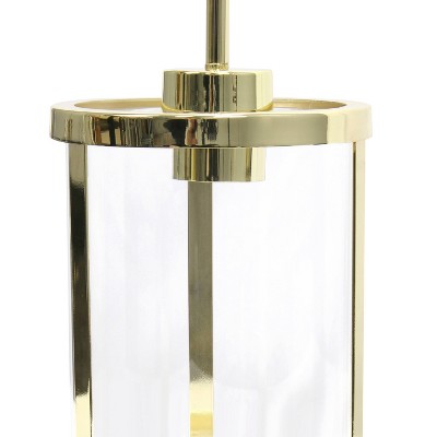 Elegant Farmhouse Gold Pendant with Cylindrical Clear Glass Shade