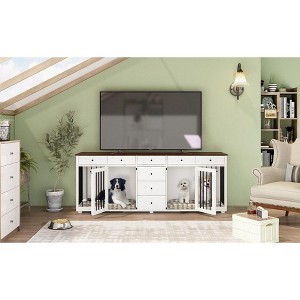 Famapy Large Dog Crate Furniture with Drawers Multifunctional Furniture Style Pet Crate White - 1 of 4