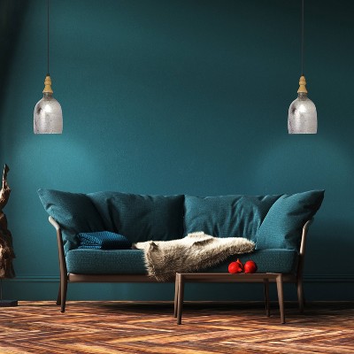 Coralie 19'' Etched Silver Glass Bell-Shaped Pendant Lamp