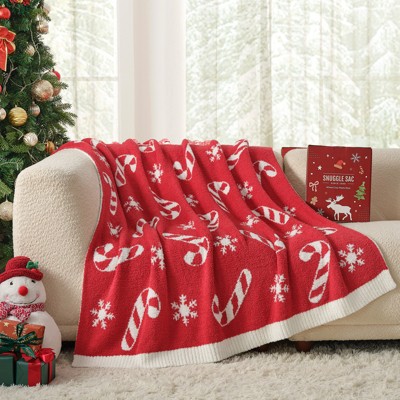 Snuggle Sac Christmas Throw Blanket Soft Knit Bed Blanket 50x60"
