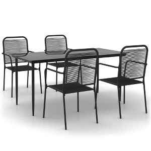 vidaXL Dining Set Black Steel Medium Durable Garden Dining Set - 63" Table Length 4 - 1 of 4