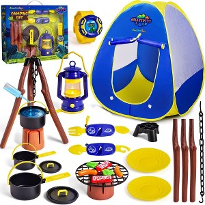 Fun Little Toys 17 PCS Kids Camping Tent Set with Campfire & Food, Portable Play Tent for Boys and Girls - 1 of 4